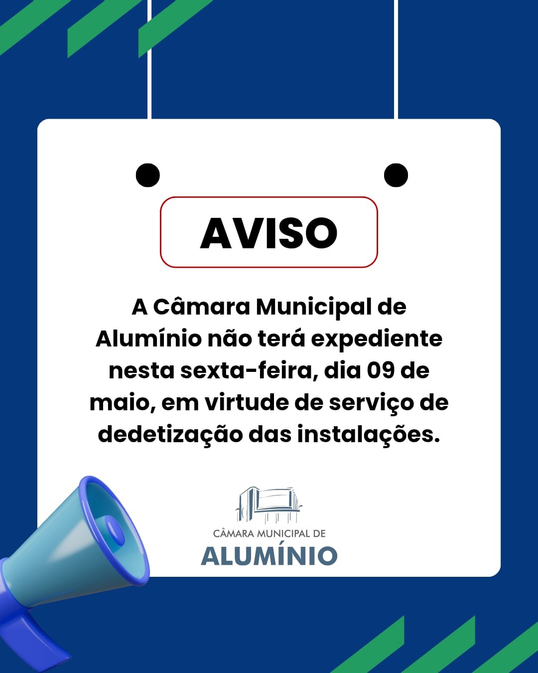 CÂMARA NÃO TERÁ EXPEDIENTE NESTA SEXTA-FEIRA